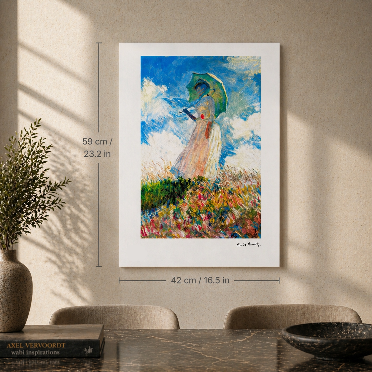 Claude Monet Frau mit Sonnenschirm Lithographie Arches 300 g/m² 42 x 59 cm