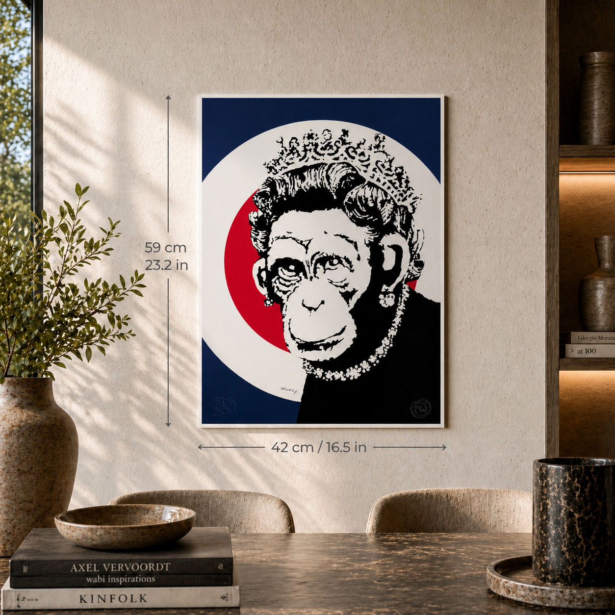 Banksy Queen Monkey Lithographie Bögen 300 g/m² 42 x 59 cm
