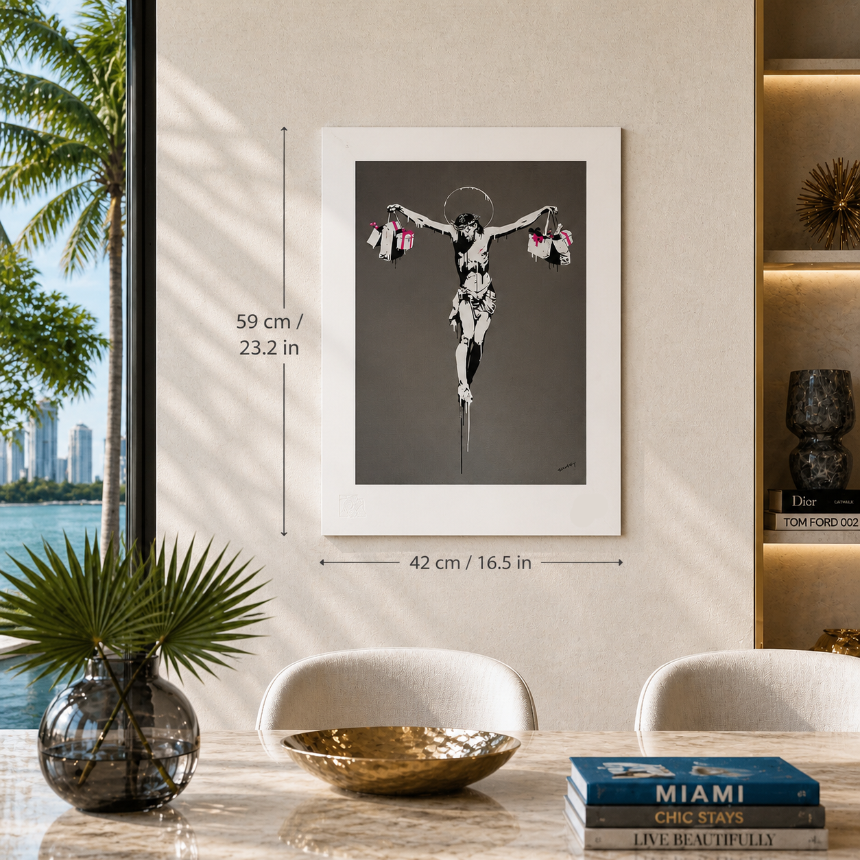 Banksy Christus mit Einkaufstaschen Lithographie Bögen 300 g/m² 42 x 59 cm