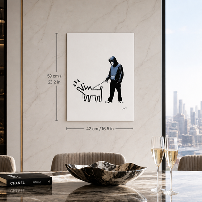 Banksy Barking Dog (Weiß) Lithographie Bögen 300 g/m² 42 x 59 cm