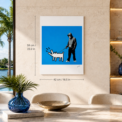 Banksy Barking Dog (Blau) Lithographie Bögen 300 g/m² 42 x 59 cm