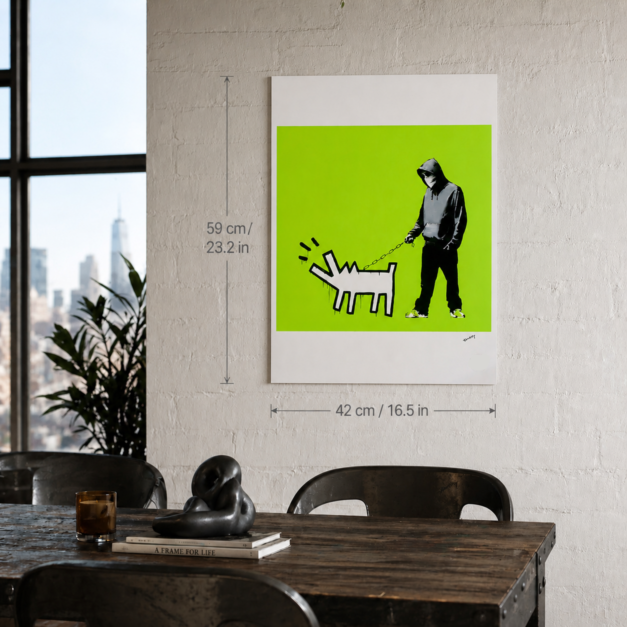 Banksy Barking Dog (Hellgrün) Lithographie Bögen 300 g/m² 42 x 59 cm