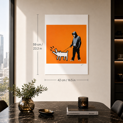 Banksy Barking Dog (Orange) Lithographie Bögen 300 g/m² 42 x 59 cm
