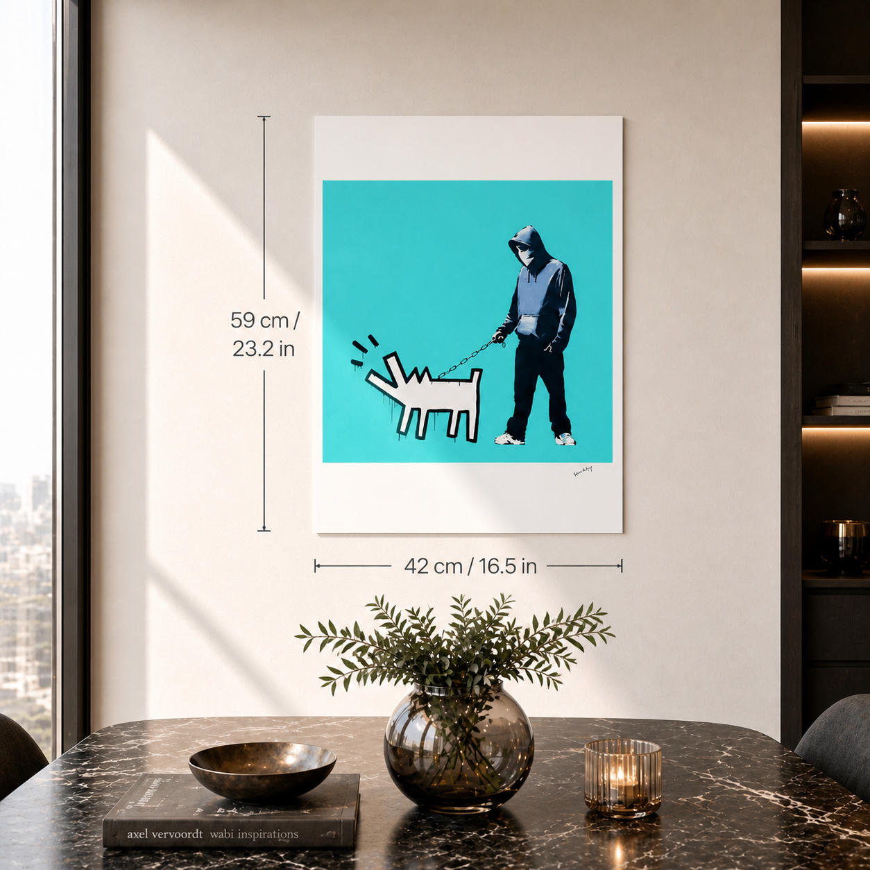 Banksy Barking Dog (Türkis) Lithographie Bögen 300 g/m² 42 x 59 cm