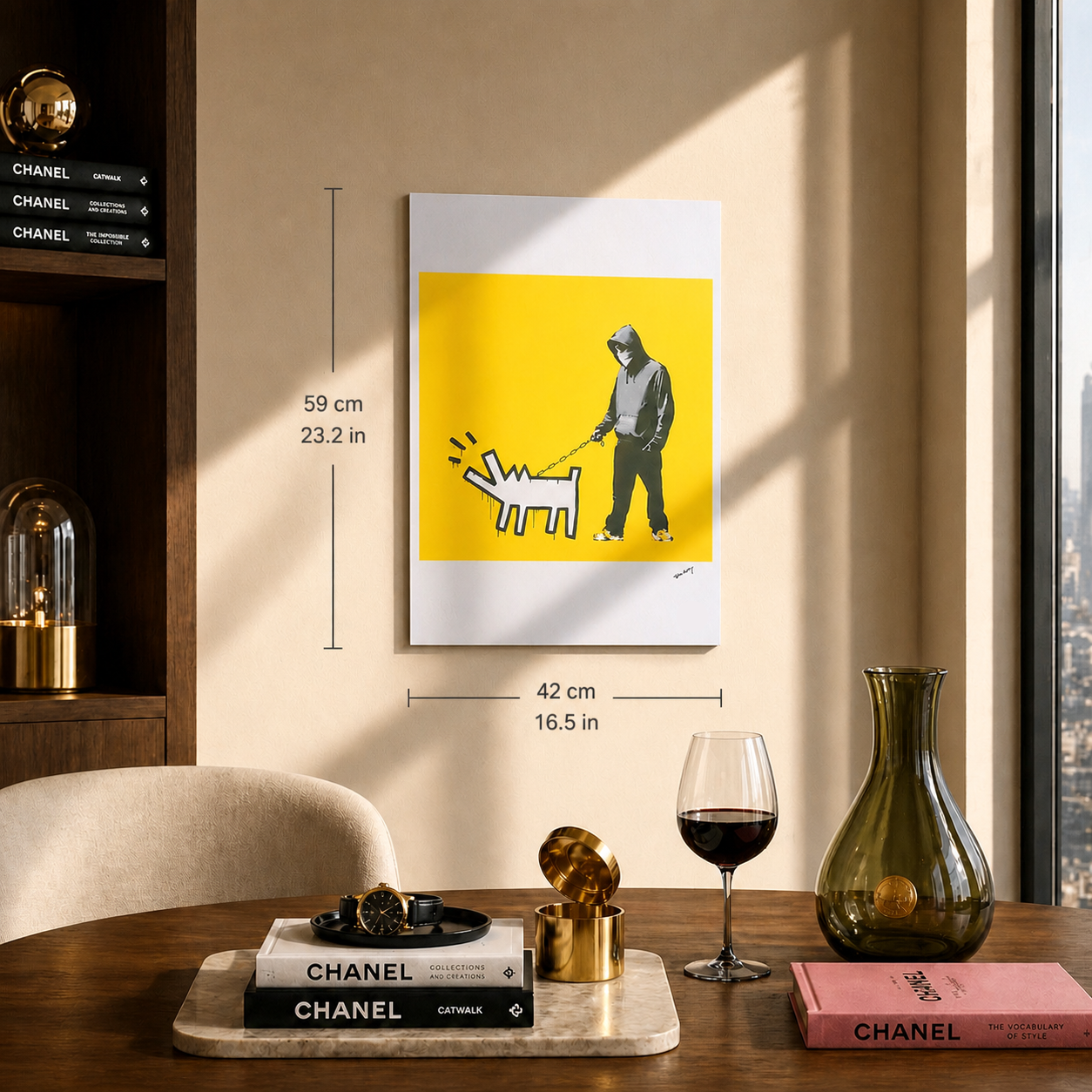 Banksy Barking Dog (Gelb) Lithographie Bögen 300 g/m² 42 x 59 cm