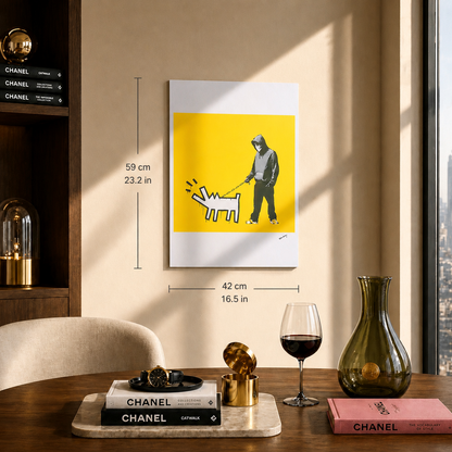 Banksy Barking Dog (Gelb) Lithographie Bögen 300 g/m² 42 x 59 cm