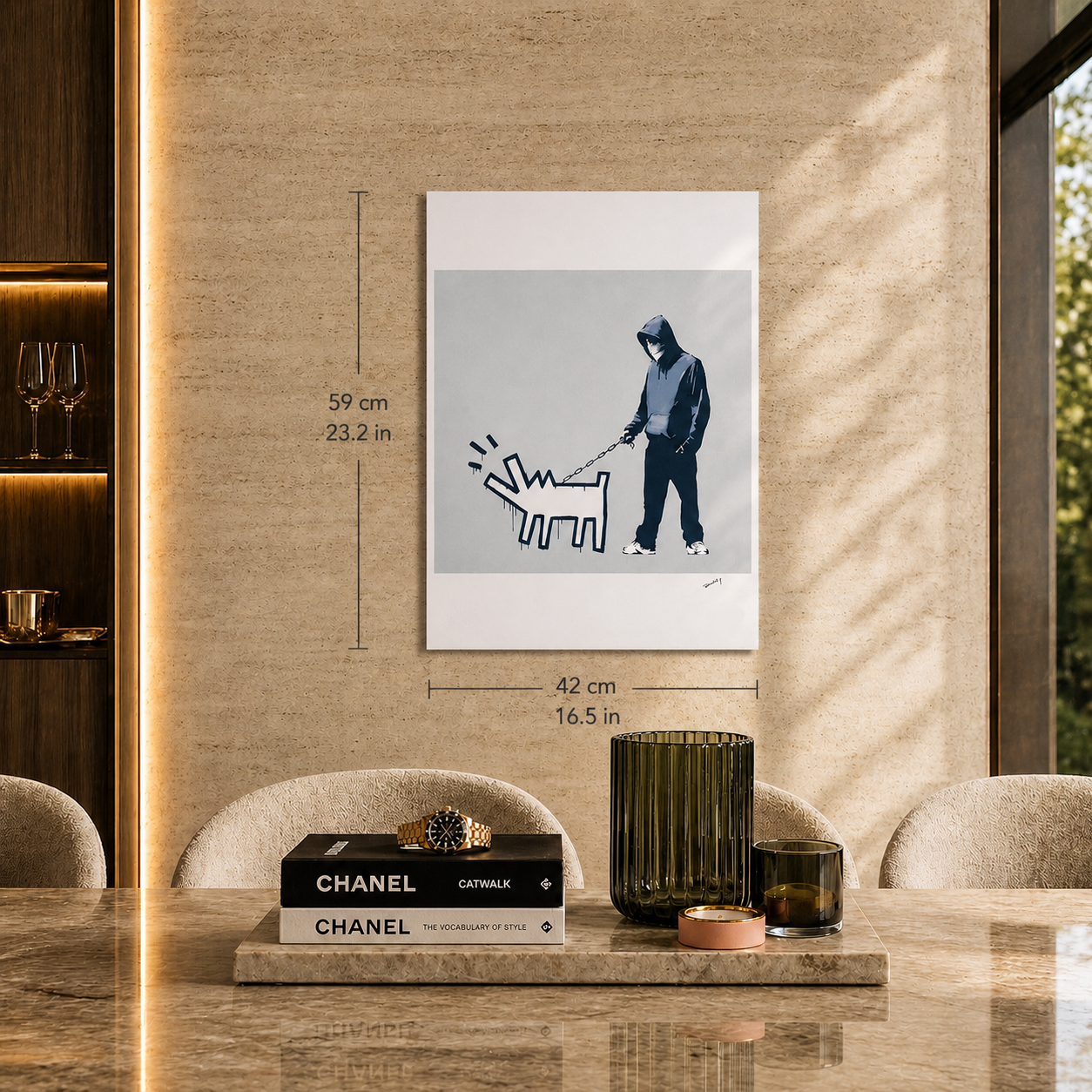 Banksy Barking Dog (Grau) Lithographie Bögen 300 g/m² 42 x 59 cm