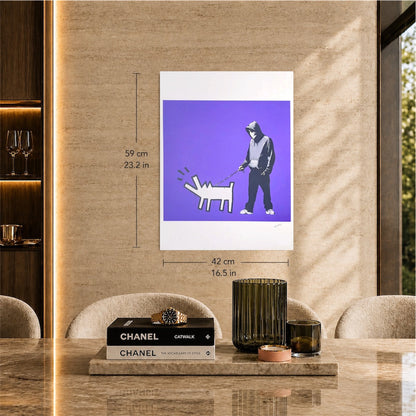 Banksy Barking Dog (lila) Lithografie Bögen 300 g/m² 42 x 59 cm