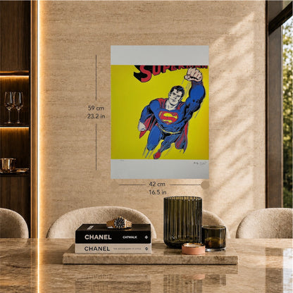 Andy Warhol Superman (Gelb) Lithographie Arches 300gsm 42x59 cm