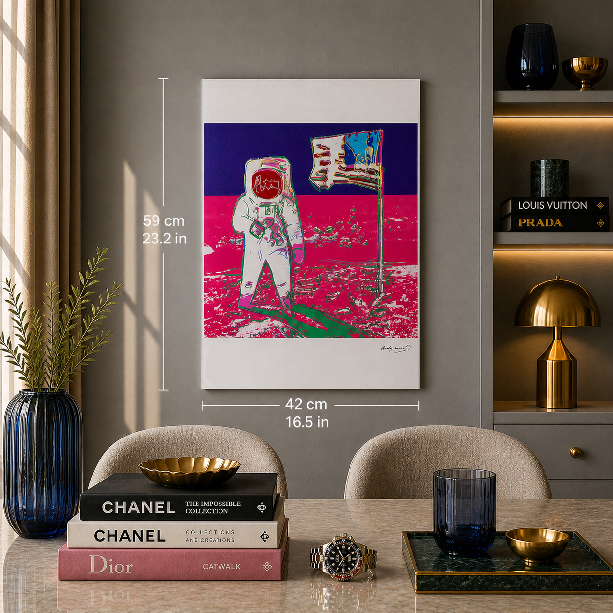 Andy Warhol Moonwalk (Neon Pink & Lila) Lithographie Bögen 300 g/m² 42 x 59 cm