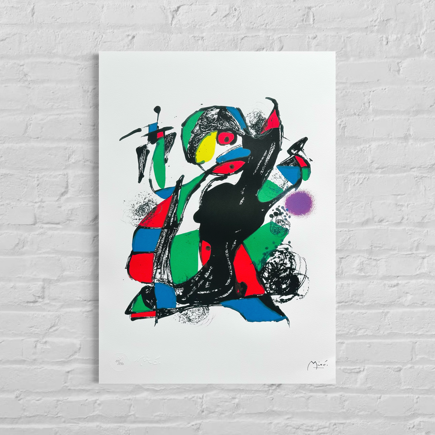 Joan Miró kontrastierende Komposition Lithographie Arches 300 g/m² 42 x 59 cm