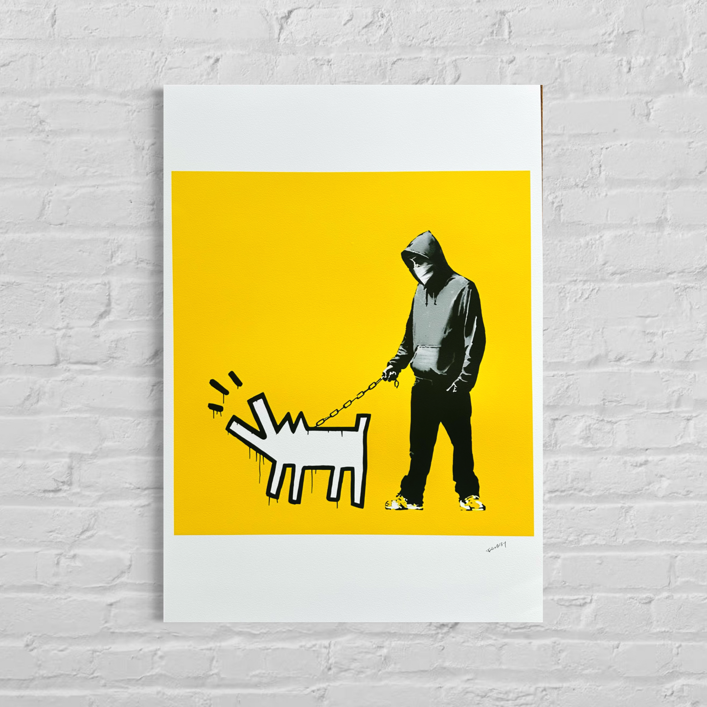 Banksy Barking Dog (Gelb) Lithographie Bögen 300 g/m² 42 x 59 cm