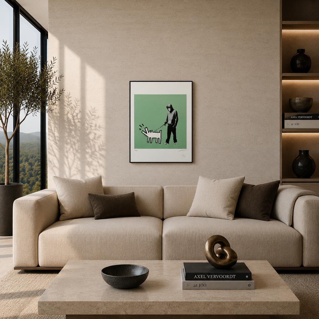Banksy Barking Dog (Grün) Lithographie Bögen 300 g/m² 42 x 59 cm