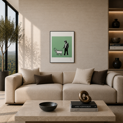 Banksy Barking Dog (Grün) Lithographie Bögen 300 g/m² 42 x 59 cm