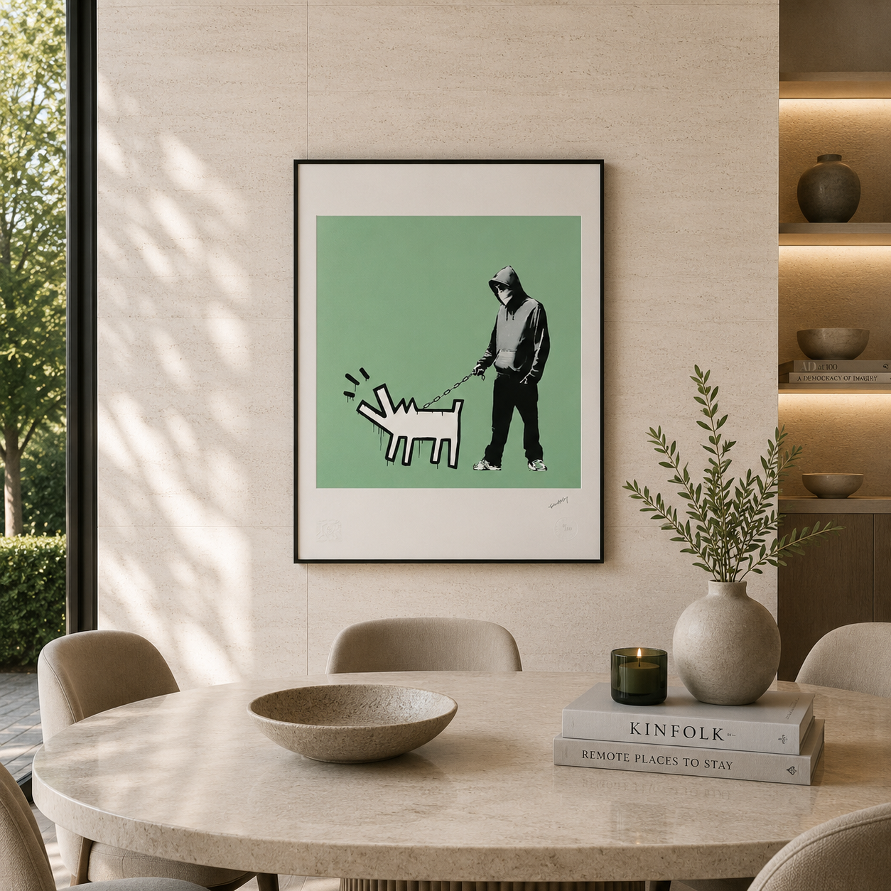 Banksy Barking Dog (Grün) Lithographie Bögen 300 g/m² 42 x 59 cm