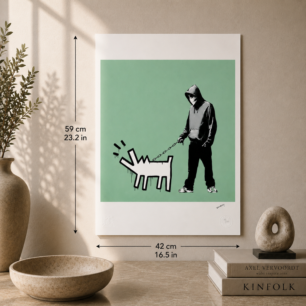 Banksy Barking Dog (Grün) Lithographie Bögen 300 g/m² 42 x 59 cm