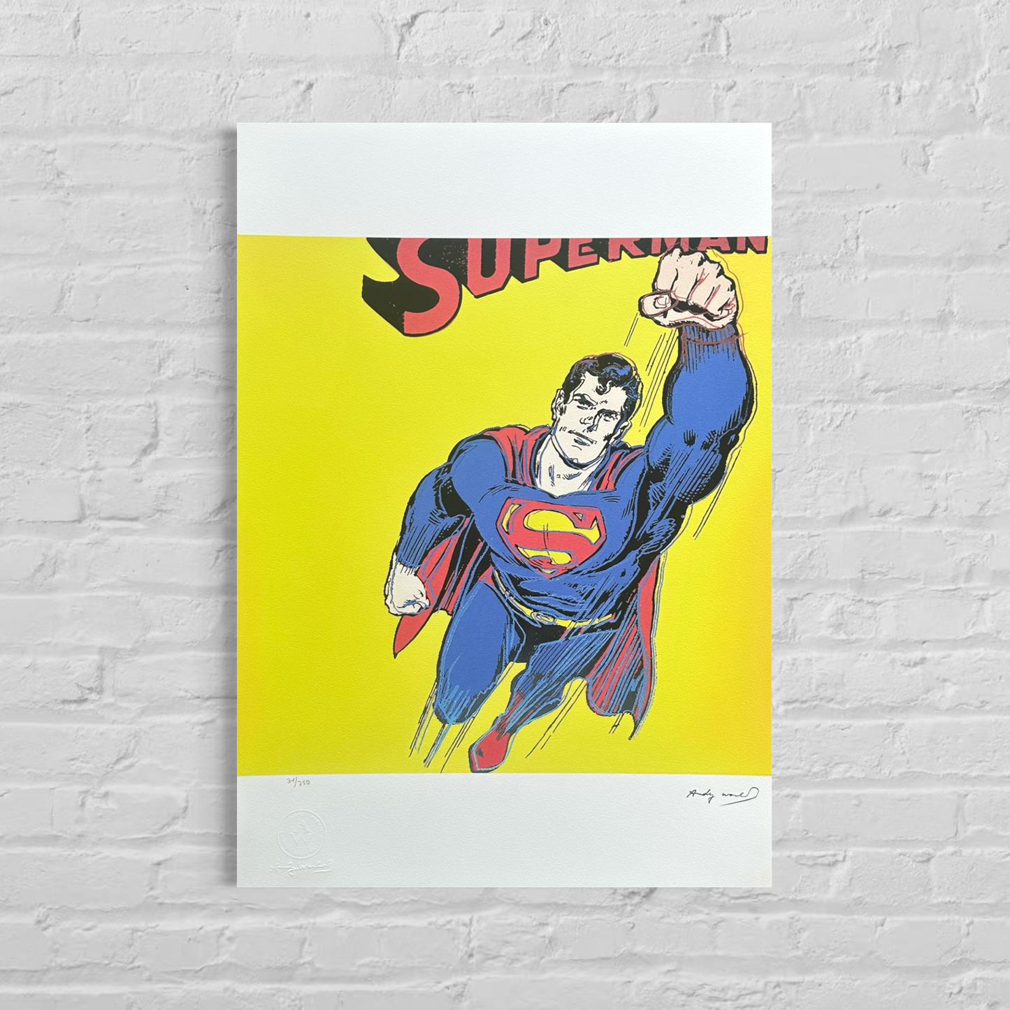 Andy Warhol Superman (Gelb) Lithographie Arches 300gsm 42x59 cm