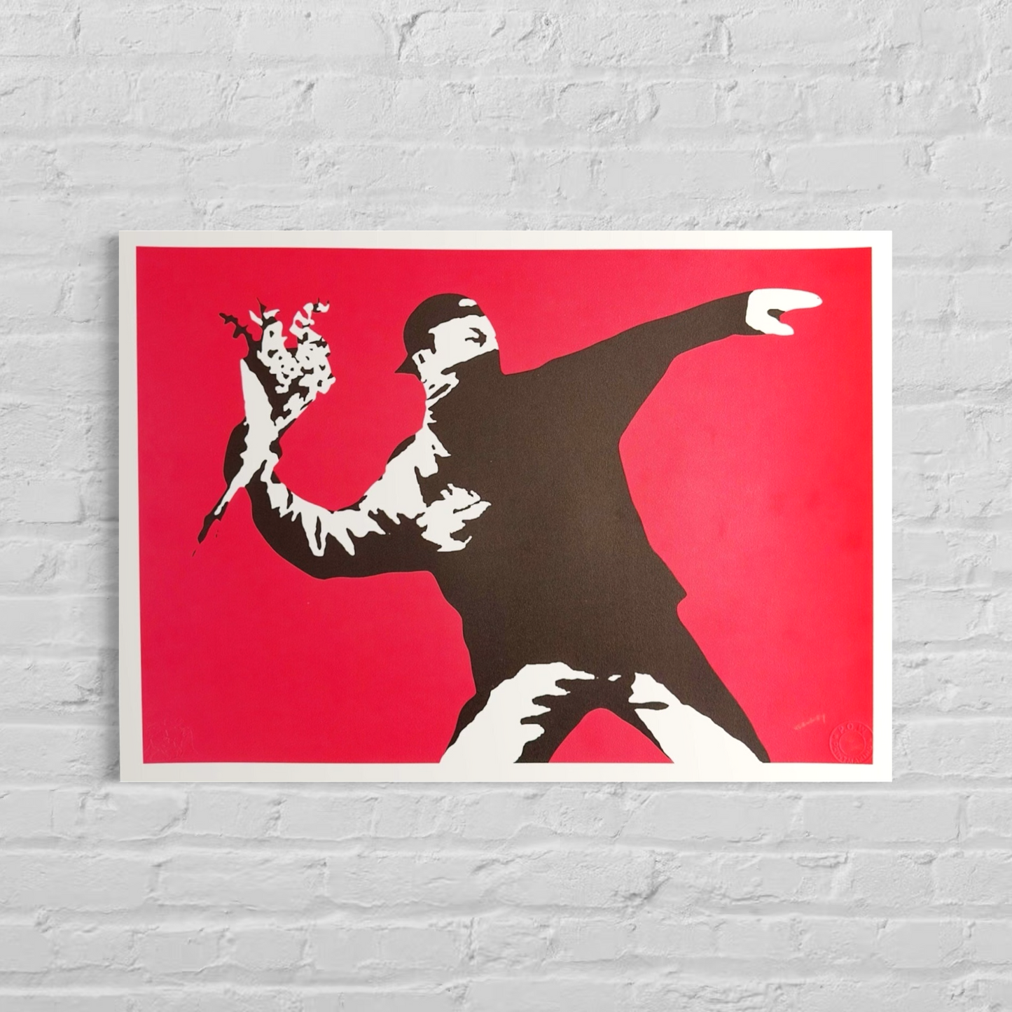 Banksy Love Is in the Air Lithographie Arches 300gsm 42x59 cm