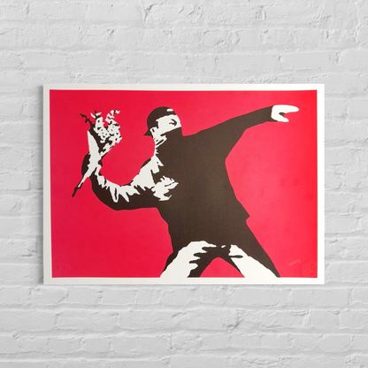 Banksy Love Is in the Air Lithographie Arches 300gsm 42x59 cm