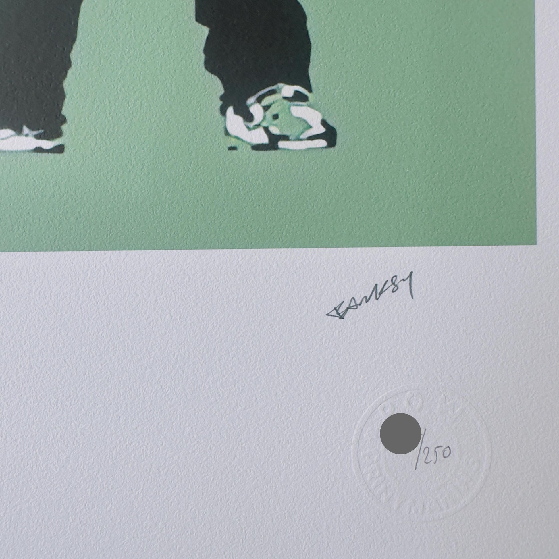 Genummerde editie BANKSY Barking dog (groen) Gesigneerd - certificaat - Wall Art, Grafitti Art, Lithograph, Stencil Art