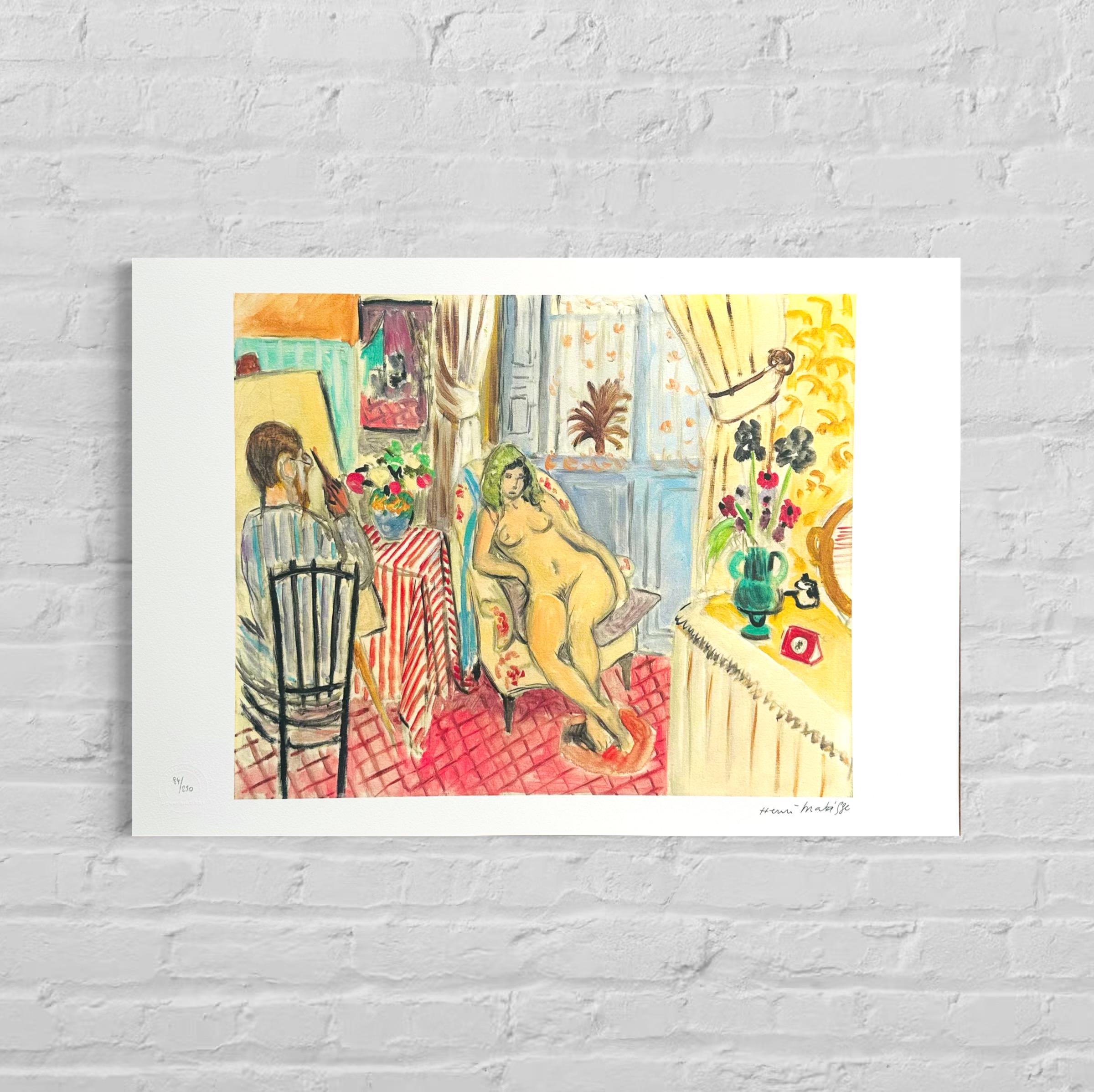 Genummerde editie HENRI MATISSE "L'artiste e le modèle nu" Gesigneerd - Certificaat - Limited lithografie - Franse kunstenaar - after