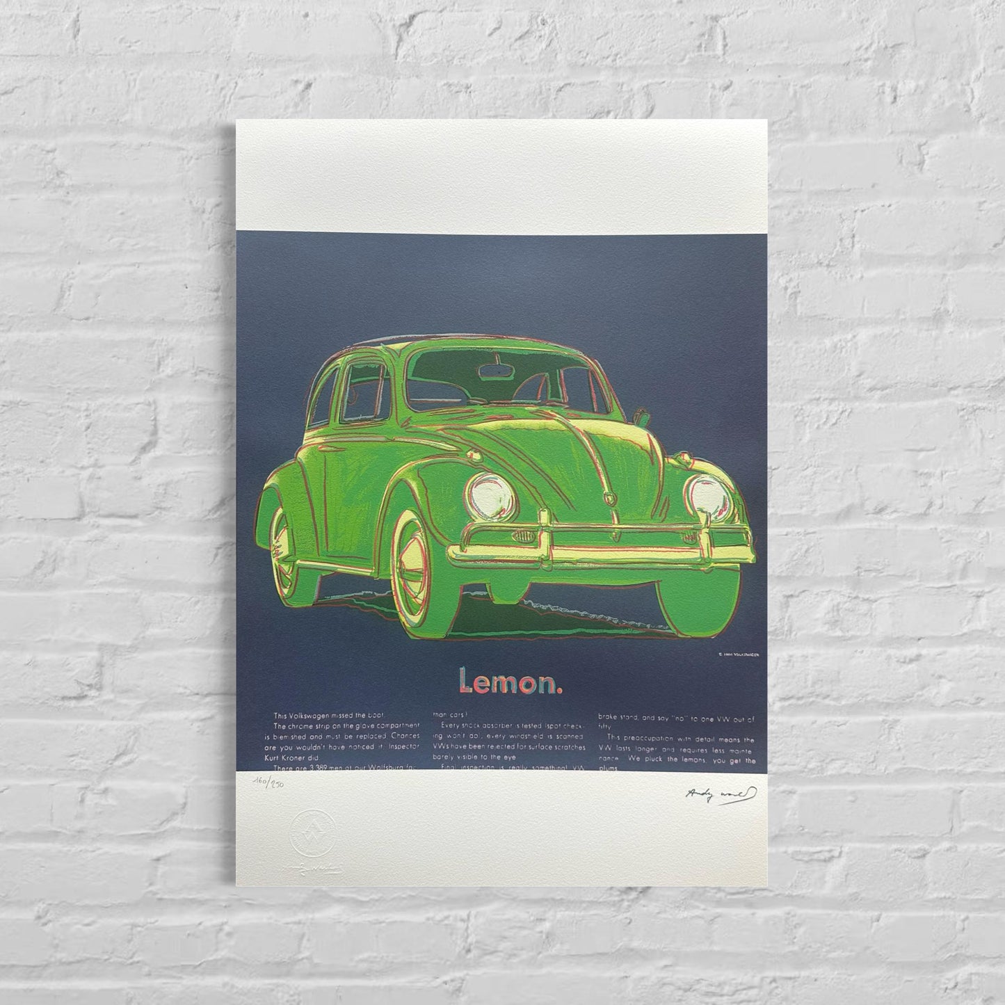 Genummerde editie ANDY WARHOL Volkswagen Gesigneerd - Certificaat Leo Castelli - Pop art Advertising- lithograph after